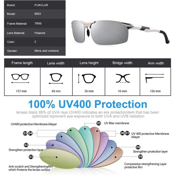 Mens Silver Mirrored Lens Al-Mg Metal Frame Polarized Fishing Golf Goggles - Picture 5 of 12